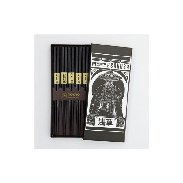 Tokyo Design Chopstick Gift Set Premium Lacquered Wood Black Boxed