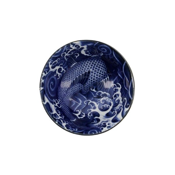 Tokyo Design Bowl Porcelain Japanese Blue Carp 14cm Microwave Dishwasher Safe