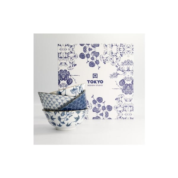 Tokyo Design Porcelain Bowls Japanese Botanical Designs 15cm Gift Boxed