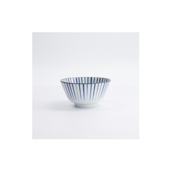 Tokyo Design Rice Bowl Porcelain Blue Tokusa Stripe Microwave Dishwasher 12x6cm