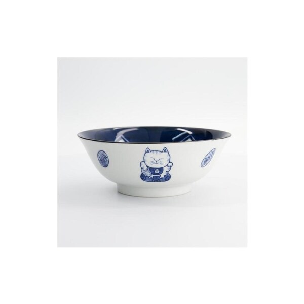 Tokyo Design Ramen Bowl Kawaii Cat Porcelain Microwave Safe 20cm White