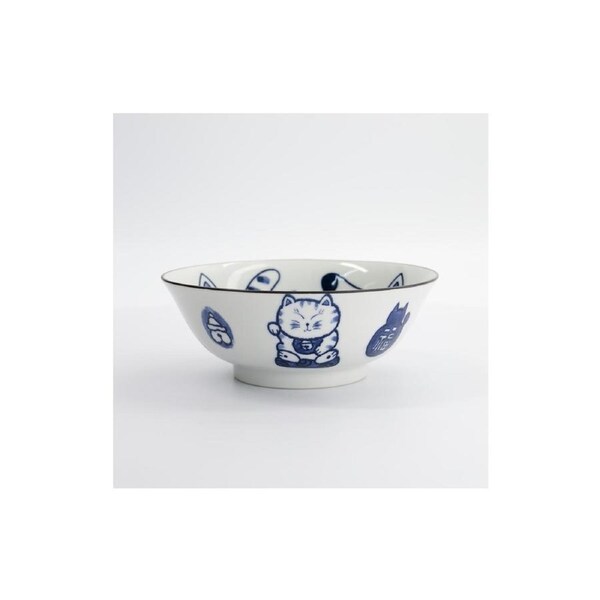 Tokyo Design Porcelain Ramen Bowl Twin Cat Microwave Dishwasher Safe 20cm