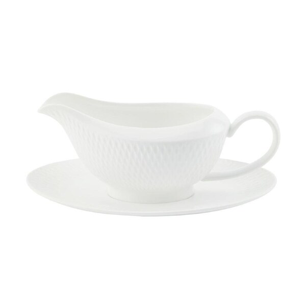 Maxwell And Williams Gravy Boat With Saucer Diamond Porcelain 480ml Gift Boxed