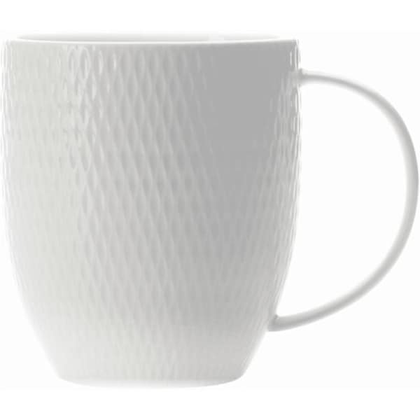 Maxwell & Williams Porcelain Mug Diamond Pattern 390ml Dishwasher Safe White
