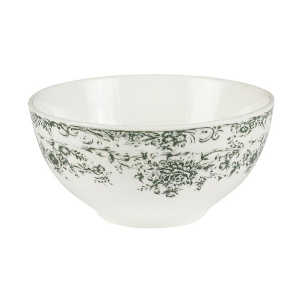 Casa Domani Rosetta Coupe Bowl Antique Green Porcelain Microwave Safe 12x6cm
