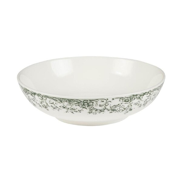Casa Domani Coupe Bowl Antique Green Elegant Porcelain Microwave Safe 20x5.5cm