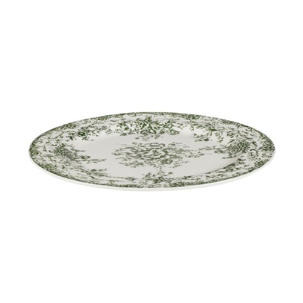 Casa Domani Rosetta Rim Dinner Plate Elegant Antique Green Porcelain 26.5cm
