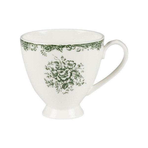 Casa Domani Footed Porcelain Mug Antique Green 310ml Microwave Dishwasher Safe