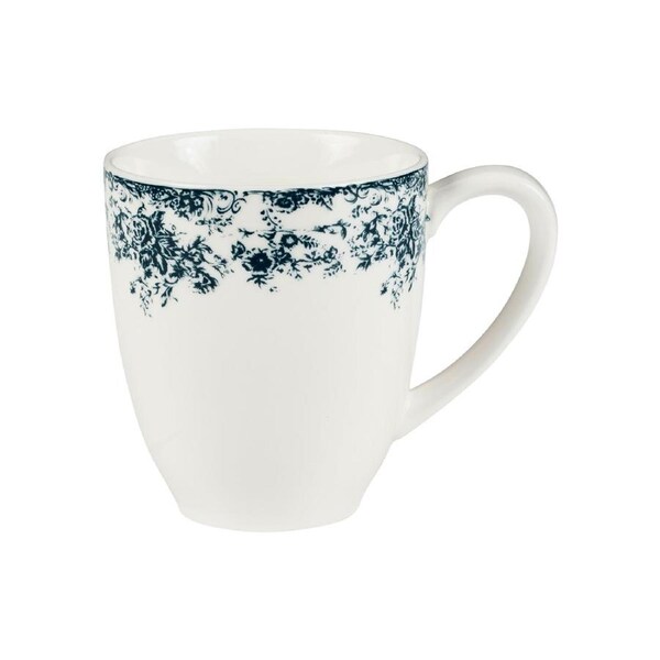 Casa Domani Rosetta Coupe Mug Antique Blue 370ml Porcelain Dishwasher Safe