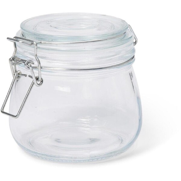 Glass Co. Round Clip Jar Airtight Lock Lid Clear Pantry 500ml