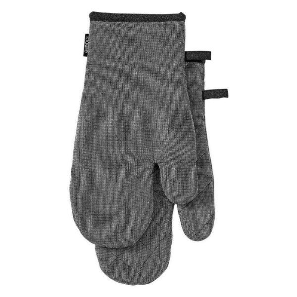 2pc Ladelle Oven Mitts Eco Insulated Charcoal 18x33cm Recycled Cotton Blend