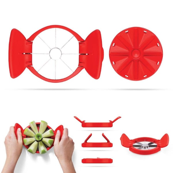 Dreamfarm Apple Slicer Ultra Sharp Blades Cuts Into 8 Even Slices Fold Flat Red