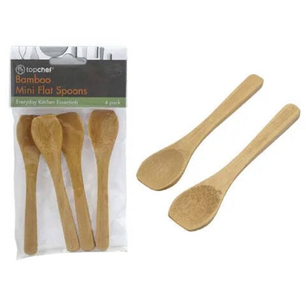 Krafters Korner Bamboo Mini Flat Spoons Eco Friendly 12x2.6cm Kitchen Use