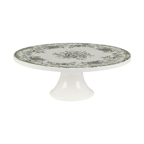 Casa Domani Rosetta Cake Stand Porcelain Footed Antique Green Gift Boxed 28cm