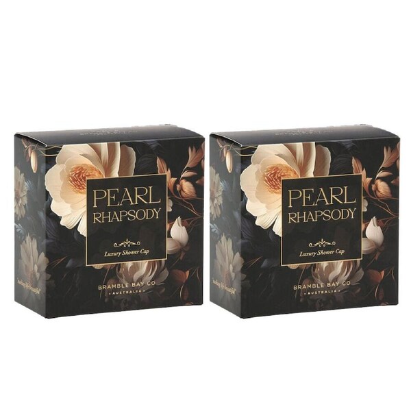 2PK Bramble Bay Vintage Floriade Pearl Rhapsody Shower Cap Reusable