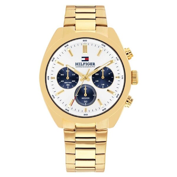 Tommy Hilfiger Gold Steel Cream Dial Chronograph Men's Watch - 1710723