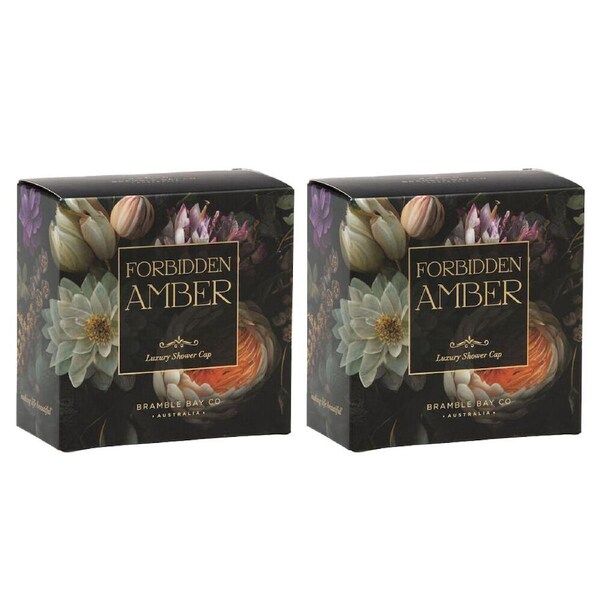 2PK Bramble Bay Vintage Floriade Forbidden Amber Shower Cap Reusable