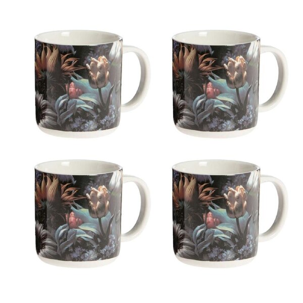 4PK Bramble Bay Vintage Floriade Midnight Serenade Floral Print Mug 300ml