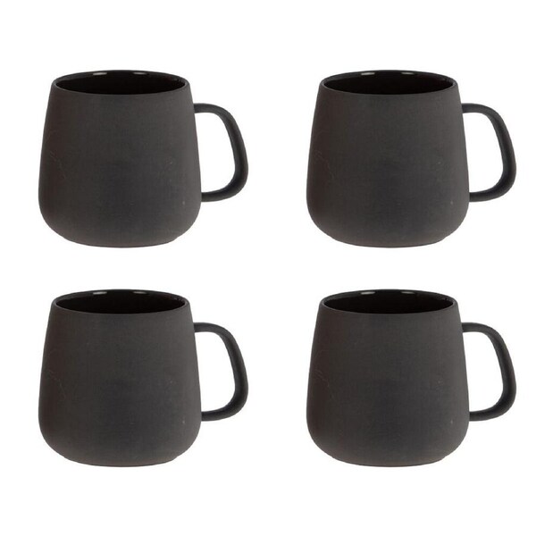 4PK Bramble Bay Summer Blooms Ceramic Everyday Kitchen Coffee Mug Charcoal