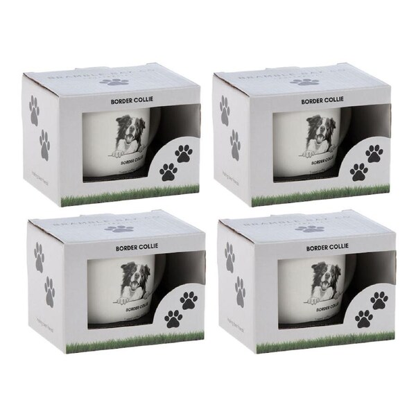 4PK Bramble Bay Border Collie Dog Print Novelty/Coffee Mug White