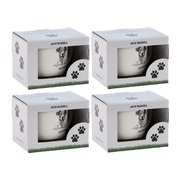 4PK Bramble Bay Jack Russell Dog Print Novelty/Coffee Ceramic Mug White