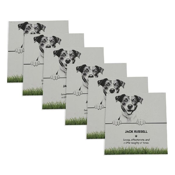 6PK Bramble Bay Pet Kitchen Coaster Jack Russell Dog Lover Gift 11x11cm