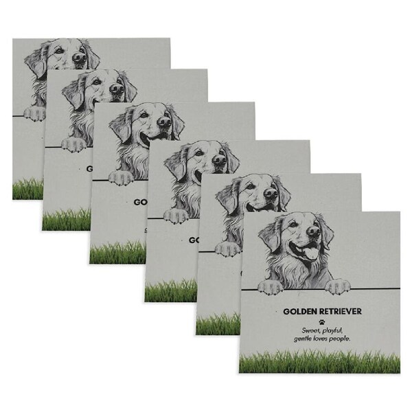 6PK Bramble Bay Pet Kitchen Coaster Golden Retriever Dog Lover Gift 11x11cm