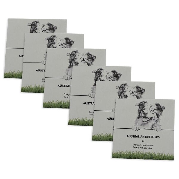 6PK Bramble Bay Pet Kitchen Coaster Australian Shepherd Dog Lover Gift 11x11cm