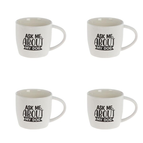 4PK Bramble Bay Ask About My Dog Quote Novelty/Coffee Mug White and Black