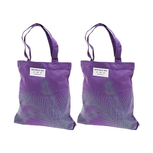 2PK Bramble Bay Twilight Sunset Fern Outline Everyday Tote Bag Stylish Purple