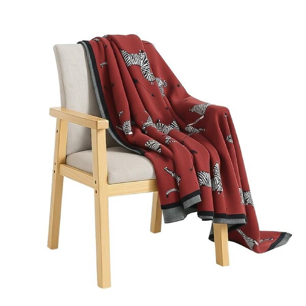 SOGA Wine red Zebra Print Throw Blanket 130x180cm Acrylic