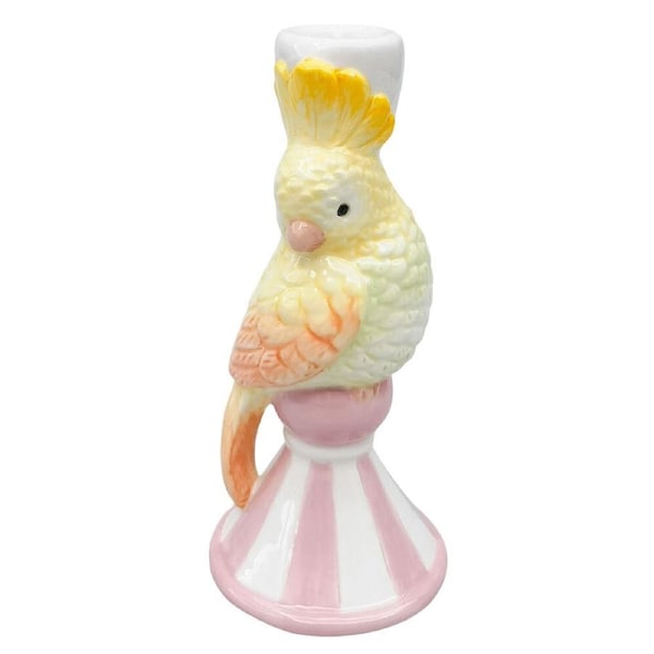 Urban Ceramic Perdy Parrot Candle Stick Holder Home Decor 15x7cm Pink