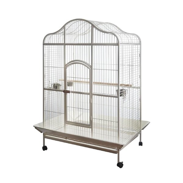 YES4PETS White XL Bird Cage Pet Parrot Aviary with Perch & Feeder