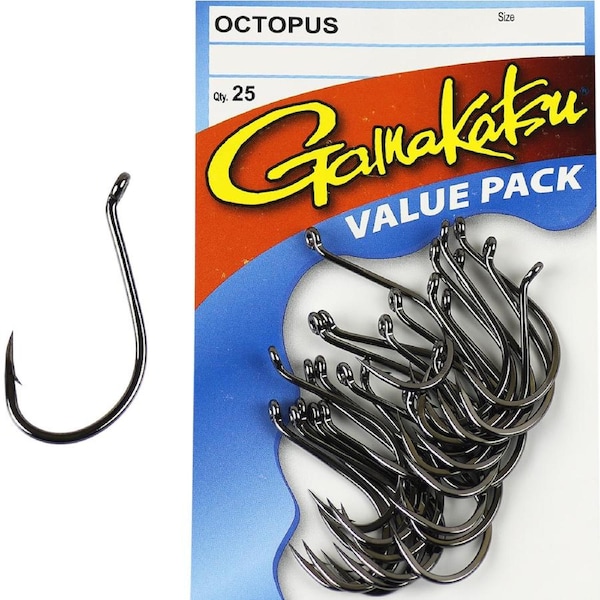 Gamakatsu Octopus Black Fishing Hooks 25 Pack Size #4
