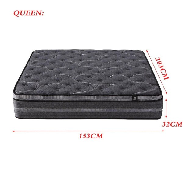 Foret Mattress 7 Zone Pocket Spring Memory Latex Foam Euro Top Bed 32cm All Size Queen