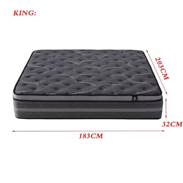 Foret Mattress 7 Zone Pocket Spring Memory Latex Foam Euro Top Bed 32cm All Size King