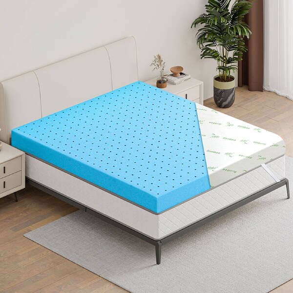 STARRY EUCALYPT Memory Foam Mattress Topper Ventilated Gel 12cm King Single