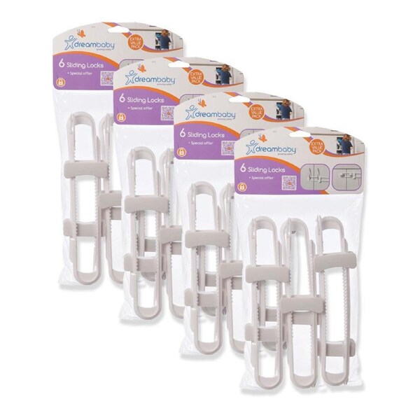 4x 6pc Dreambaby Baby/Kids Safety Sliding Lock Bag with Header White