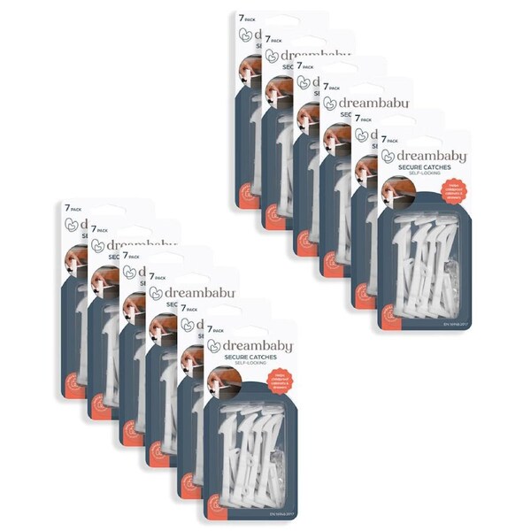 12x 7pc Dreambaby Baby/Kids Self Locking Safety Secure Catches White
