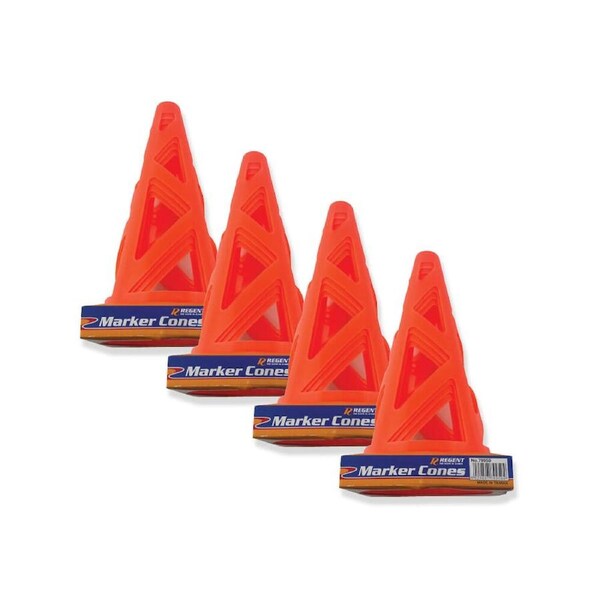 4x 4pc Regent High Visibility Marker Training Cone Set 23cm Multi Coloured