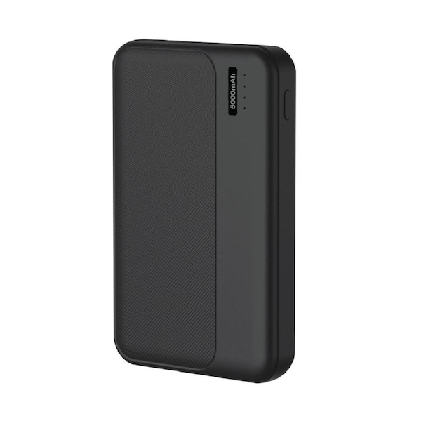Laser Slim 5000mAh Portable Power Bank with LED Charge Indicator Black