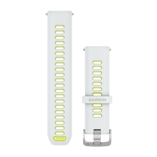 Garmin Forerunner 22mm Watch Band - Whitestone/translucent amp yellow with Silver hardware