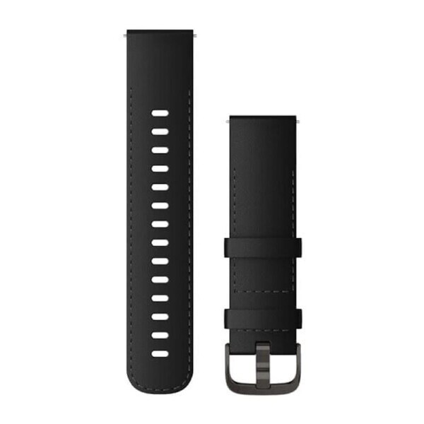 Garmin Quick Release 22mm - Black Leather w/Brushed Slate Band