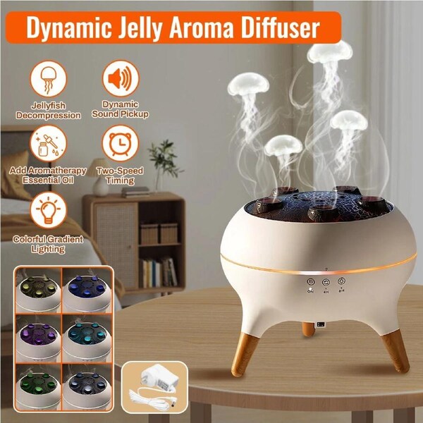 3D Dynamic Ultrasonic Spray Jellyfish Humidifier 250ml Essential Oil Diffuser