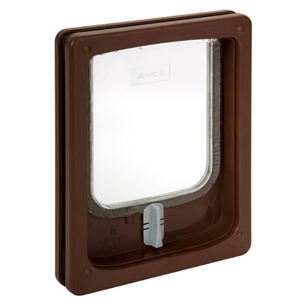 Pet-Tek Wood Fitting Slim Line Cat Door Brown