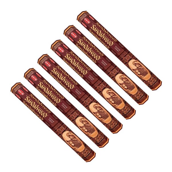 HEM Hexa Sandalwood Incense Sticks – 6 × 20-Stick Packs (120 Sticks)