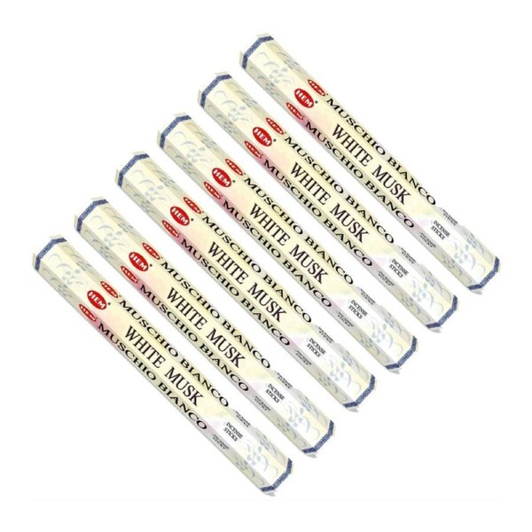 HEM Hexa White Musk Incense Sticks – Pack of 6 (120 Sticks Total)