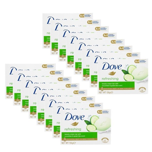 16PK Dove 135g Beauty Cream Soap Bar w/ Cucumber & Green Tea Scent Refreshing