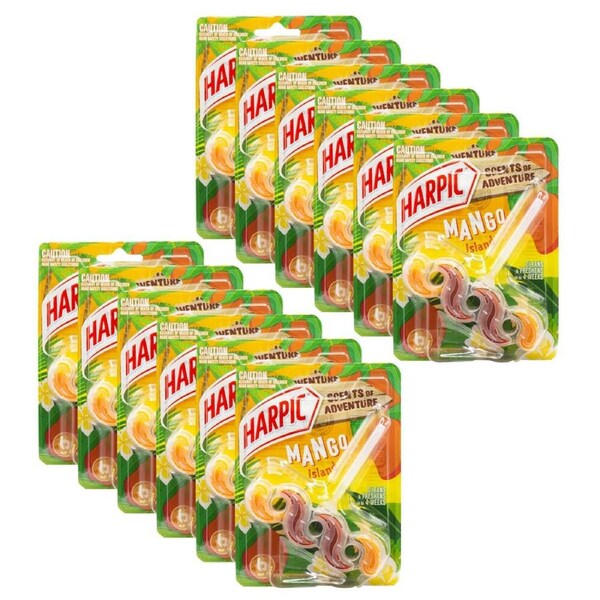 12PK Harpic 40g Toilet Bowl/Cage Cleaner Mango Island Antibacterial Sanitiser