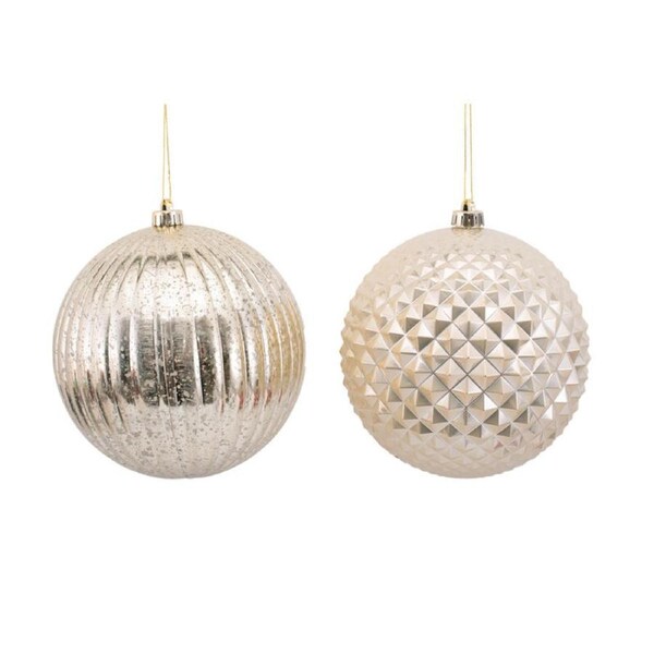 Champagne Baubles 2 Asst 20cm